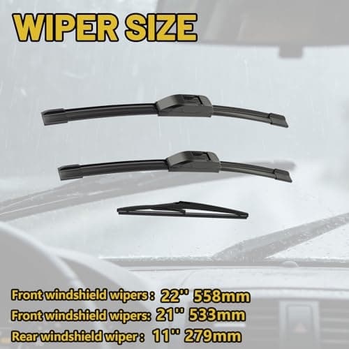 Windshield Wiper Blades Replacement for 2014-2021 Jeep Grand Cherokee, Front Rear Wiper Set 22"+21"+11" (Pack of 3) - Thumbnail 3