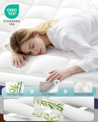 ChiXpace Dual Layer 4 Inch Memory Foam Mattress Topper King - 2 Inch Gel Memory Foam and 2 Inch Pillow Top Mattress Pad, 7-Zone Egg Crate King Size Mattress Topper(White) - Thumbnail 3