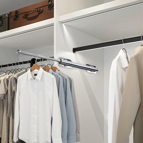 LOMILD Closet Valet Rod Slide Out, Closet Pull Out Rod for Bedroom Laundry Room Bathroom, Chrome - Thumbnail 4