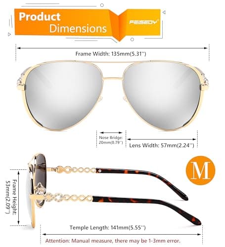 FEISEDY Retro Polarized Pilot Sunglasses for Women 70s Vintage Trendy Shades B4147 - Thumbnail 6