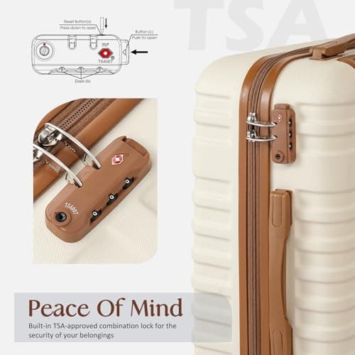 Coolife Suitcase Set 3 Piece Luggage Set Carry On Hardside Luggage with TSA Lock Spinner Wheels (White, 5 piece set) - Thumbnail 3