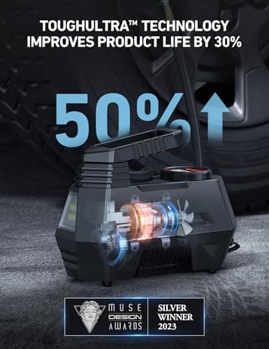 AstroAI Tire Inflator Portable Air Compressor Tire Air Pump for Car Tires - Car Accessories, 9.8Ft Cord-12V DC-Powered Auto Pump with Digital Pressure Gauge, LED Light for Bicycle, Balloons, Red - Thumbnail 3
