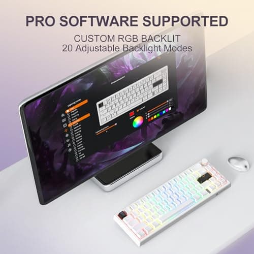 YOUSUOMASTER X82 Wired Gaming Keyboard with Volume Knob,60% Mechanical Keyboard Gasket Mount RGB Backlit with Software,Mini Keyboards with 66 Keys Hot Swappable Red Switch,Translucent Characters White - Thumbnail 5