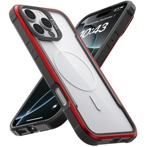 RAPTIC Shield Magnetic for iPhone 16 Pro Max Case, Compatible with MagSafe, [for 2024 Capture Button Shockproof Clear Case], Military Grade 13FT Drop Tested, Durable Aluminum Frame, 6.9 inch, Red - Image 1