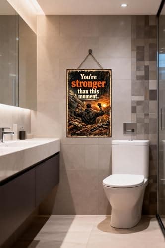 Vintage Tin Sign - You’re Stronger Than This Moment – Motivational Metal Art Poster for Home, Office, Gym, Workshop – Inspirational Quote for Resilience & Strength – 8x12 Inch - Thumbnail 3