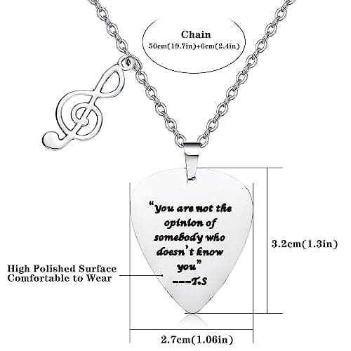 COTATI Quotes Guitar Pick Necklace Outfits Jewelry Accessories Inspired Fans Gift Merch (You are not the opinion of somebody who doesn't know you) - Thumbnail 3