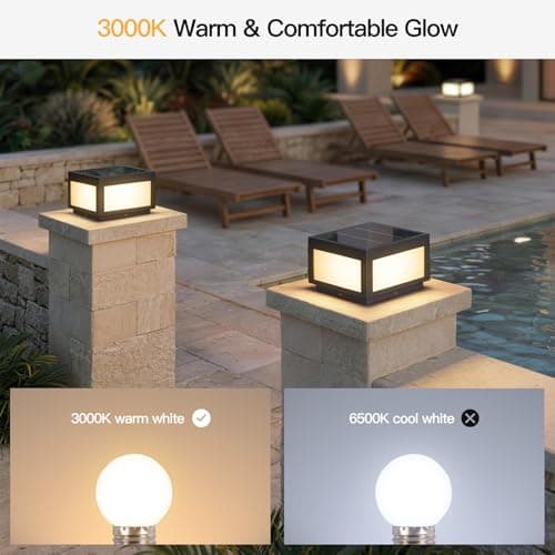 MVBT Solar Post Lights, 10" Solar Column Lights Outdoor Waterproof, Square Modern Pillar Lights, LED Dusk to Dawn Lantern Column Lamp, Stainless Steel Gate Post Light for Outside Patio Yard Fence Deck - Thumbnail 3