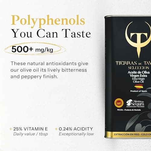 Tierras de Tavara Selection | Ultra High Polyphenol Extra Virgin Olive Oil, First Cold Pressed Spanish EVOO, Single Source, Family Owned | New Harvest December 2025 | 102 Fl Oz, 3 Liter Can - Thumbnail 4
