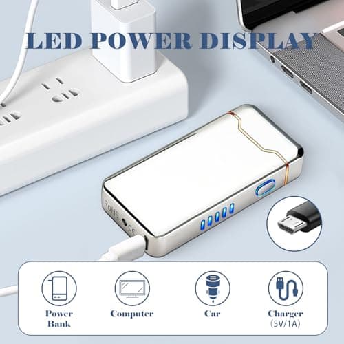 BABOBIU Rechargeable Electric Lighter,Windproof USB Arc Lighter with Safe Design,Vintage Style High-Power Encendedor for Candles,BBQs,and More,Durable & Portable Electric Lighters Rechargeable(Silver) - Thumbnail 3