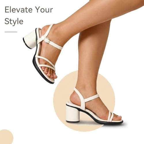 DOBOLIN Women's Wide Width 2.7-Inch Block Heel Sandals Ankle Buckle Strappy Chunky Heels Prom Homecoming Wedding Dress Shoes 7 Size - Thumbnail 6