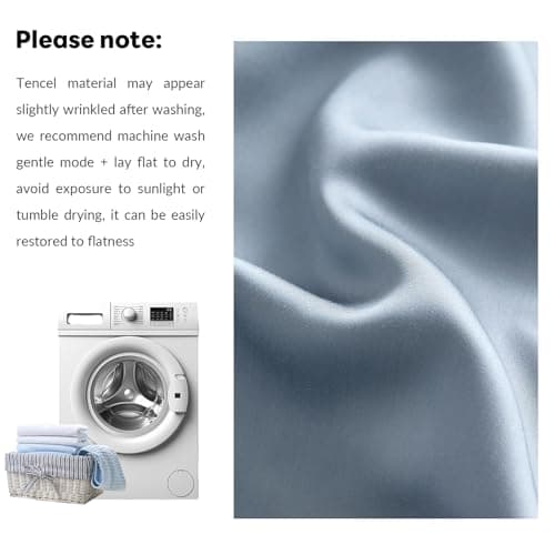 DCSKY King Size Duvet Cover Set 3-Piece - 100% Lyocell Tencel Bedding Set, Silky Smooth & Hypoallergenic, Temperature Regulating for Hot Sleepers (Denim Blue, 104x90 Inches) - Thumbnail 6