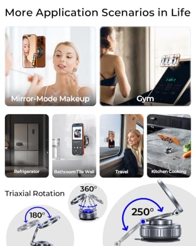 Magnetic Phone Holder for Car 2026 Heavy Duty Model [All Metal] 360° Adjustable Vacuum Suction Car Magsafe Phone Mount Cell Phone Holders for Your Car for iPhone 17 16 Pro Max 15 14 13 12 Plus - Thumbnail 6