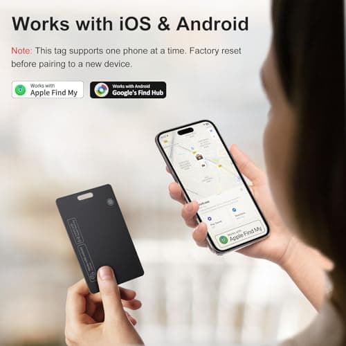 AI.QVOKA Wallet Tracker Card, Rechargeable Smart Tracking Card Works with Apple Find My & Google Find Hub, Item Locator for Wallet, Passport, Purse, Luggage, Bag, Black, 1 Pack - Thumbnail 2