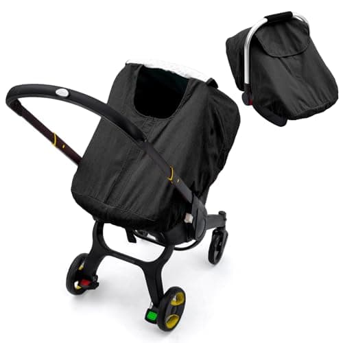 Waterproof Baby Car Seat Cover for Doona, Carseat Cover with Plush Dot Lining for Cold Wet Weather, Infant Car Seat Canopy with Zipper Closure Design & 2 Vents, Keep Baby Warm/Dry