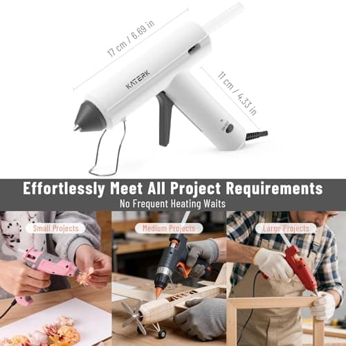 Katerk 60W Full Size Hot Glue Gun, Drip-Free 60s Fast Preheating with 15pcs Large Glue Sticks (7/16"), Heavy Duty Industrial Glue Gun Kit for Arts, Crafts DIY, Repair, Gift, Sealing, Decorating - Thumbnail 5