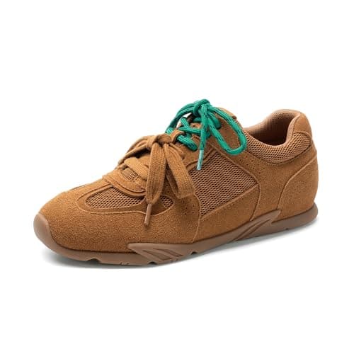 DREAM PAIRS Women's Retro Lace Up Sneakers, All-Day Comfort Lightweight Non Slip Casual Fashion Walking Trainers Shoes,Size 8.5,Brown,SDFN26044W - Image 1