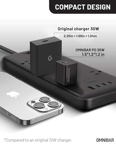 Omnibar 30W USB C Charger, GaN Compact Type C Charger Fast Charging Block, PD 3.0 PPS USB C Wall Charger Power Adapter for iPhone 17 16 15 Pro Max, Galaxy S26 S25 S24 Ultra (30W (with Cable)) - Thumbnail 4