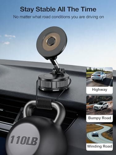 Gorablix Magnetic Phone Holders for Your Car, Vacuum Suction Cup Phone Mount with Strong Stable Suction[360° Rotation Base], Car Phone Holder for iPhone 17 Pro Max 16 15 14 13 12 Plus - Thumbnail 3