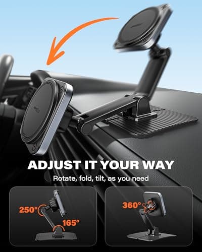 APPS2Car for Magsafe Car Mount, Magnetic Phone Holder for Car, 360° Adjustable Cell Phone Mount with Large Adhesive Base, Fits Flat & Curved Dashboards, Compatible with iPhone, Samsung, Smartphones - Thumbnail 4