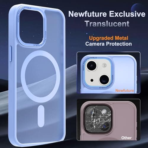 Newfuture Designed for iPhone 13 Case & iPhone 14 Case with Magnetic [13 FT Military Drop Protection] [Compatible with Magsafe] Slim Translucent Shockproof with Anti-Fingerprint Phone Case, Blue - Thumbnail 4