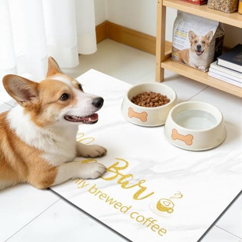 Findosom Dish Drying Mat, 12"x 20" Super Absorbent & Hide Stain Coffee Mat, Cuttable Drying Mat for Kitchen Counter, Coffee Bar Accessories, Under Dish Rack, Coffee Maker, Espresso Machine, White - Thumbnail 3