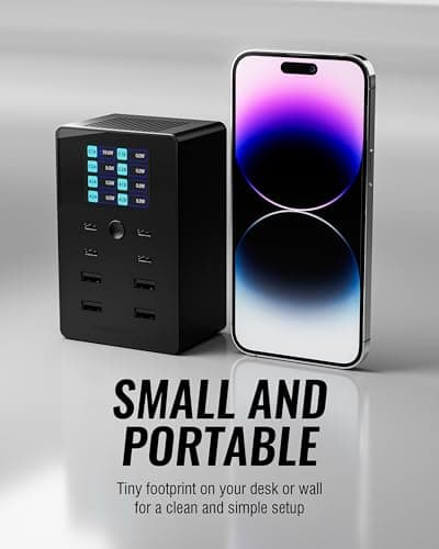 SABRENT VOLTIK Charging Station, 252W 8-Port USB C and USB A Desktop Charger, UL Certified with Real-Time LCD Display, Fast Charging for MacBook, iPhone, Samsung and More - Thumbnail 6