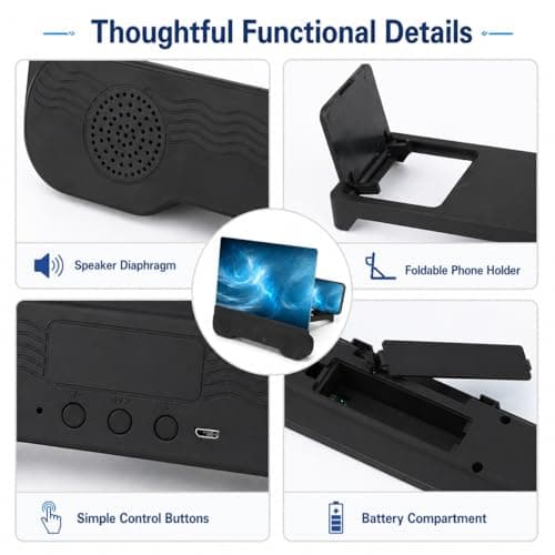 14'' Screen Magnifier for Cell Phone with Bluetooth Speakers,3D Magnifying Projector Screen Enlarger for Movies Videos Games Foldable Stand Holder with HD Screen Amplifier Supports All Smartphones - Thumbnail 4