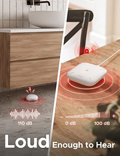 X-Sense Wi-Fi Water Leak Detector, Smart Water Sensor Alarm, Water Detector Alarm with 1700 ft Transmission Range for Kitchens, Basements, Bathrooms, 3 Water Detectors & 1 Base Station, Model SWS54 - Thumbnail 5