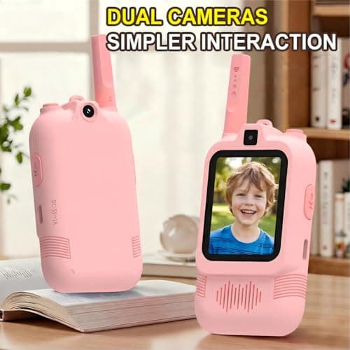 Upgraded Video Walkie Talkies for Kids, Dual Camera Long Range for Selfie & Discovery, Rechargeable 2-Way Radios for Camping Hiking & Backyard, Indoor Outdoor Toys Gifts for Age 3-12 Boys Girls - Thumbnail 3