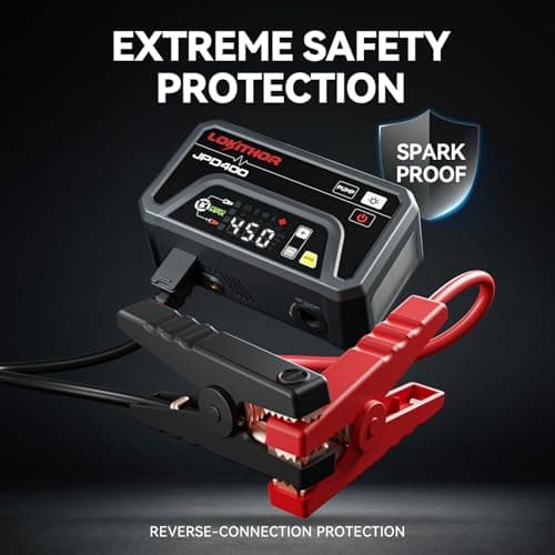 LOKITHOR JPD400 Jump Starter with Air Compressor and Deflator, 3000A Car Battery Jump Starter (9.0L Gas/7.0L Diesel) Jump Box with 150PSI Tire Inflator, 10000mAh Power Bank, LED Light, Jumper Cables - Thumbnail 5
