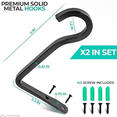 2 Pcs Wall Plant Hanger 6 inch – Indoor Hook easy Installation for Hanging Lanterns, Flower Baskets, Planters & Outdoor Decor - Durable Metal Alloy Plant Wall Hooks, Anti-Corrosion & Elegant Design - Thumbnail 2