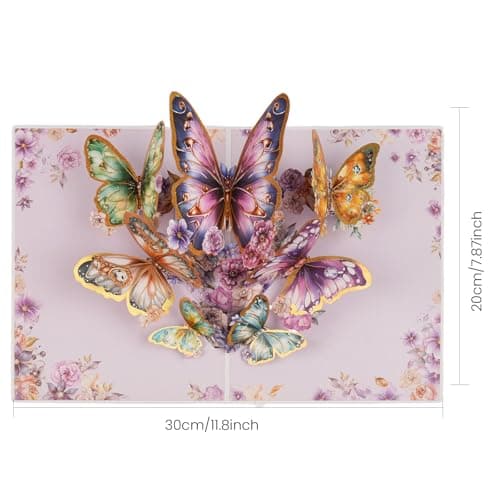 mountova Butterflies Pop Up Card, Butterfly Flower Card Greeting Card Get Well Cards Thinking of You Card Gift for Birthday, anniversary, Valentines Day, Mother's Day - Thumbnail 5