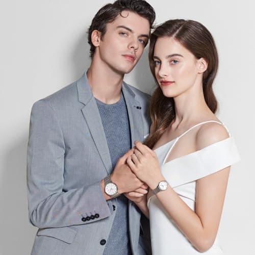FIYTA Classic Watch with Thin Stainless Steel Quartz, 3-Hand Date, 30m Waterproof, 40mm/28mm, Business to Weekend and Couples, Gift Box - Thumbnail 2