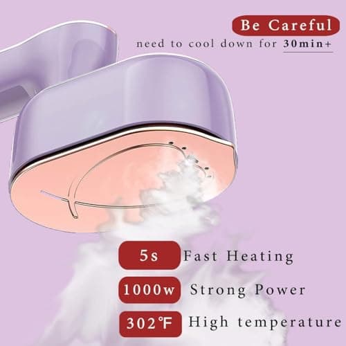 HFLYJPYW Mini Steam Iron for Clothes, Travel Steamer for Clothes Portable, Micro Steam Iron Mini Handheld Steamer Support Dry And Wet Ironing for Home Travel （Purple） - Thumbnail 3
