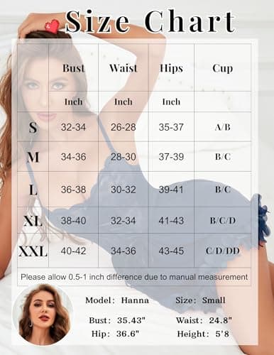Tidouk Women's Lingerie Dress Sexy Lace baby Doll Lingerie Nightgown Push Up Lingerie with Garter(Navy Blue,Large) - Thumbnail 6