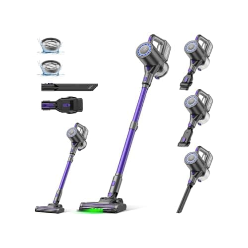 Suirviz Cordless Vacuum Cleaner, 40KPA/500W/35Mins, Powerful Suction with Green LED Dust Detection, Stick Vacuum Self-Standing, Lightweight Handheld Vacuum for Pet Hair, Carpet & Hard Floor, Purple - Image 1