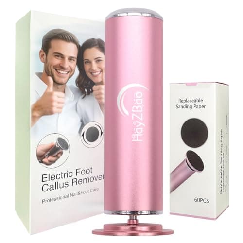 HayZBao FSA&HSA Electric Foot Callus Remover - Callus Remover for Feet,Professional Pedicure Tool for Dead Skin,Electric Foot File with 60 Pcs Sandpaper Discs - Pink