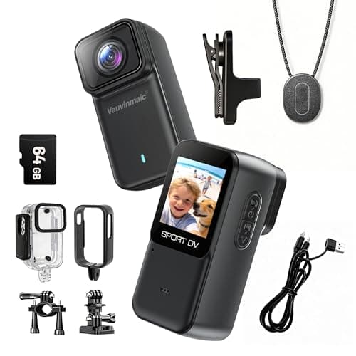 4K Body Camera with WiFi, POV Action Cam for Motorcycling Skiing Cycling Vlogging Sports, Magnetic Wearable Thumb Camera for Hands-Free Recording, Waterproof Portable Video Recorder, 64GB Card, Black - Image 1