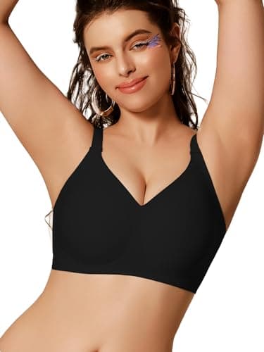 COCOMARTS Jelly Bras for Women No Underwire Push Up Seamless Supportive Plunge Bra Full Coverage Comfortable Bralettes Black 2X-Large - Thumbnail 3