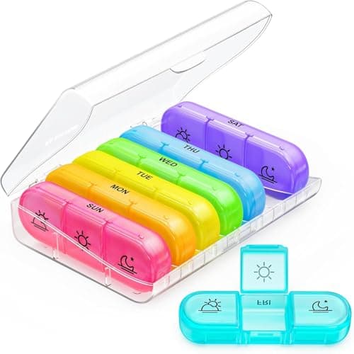 HFLYJPYW Pill Organizer 3 Times a Day, Weekly Pill Box 7 Day, Daily Medicine Organizer Case to Hold Vitamins and Medication (White) - Image 1