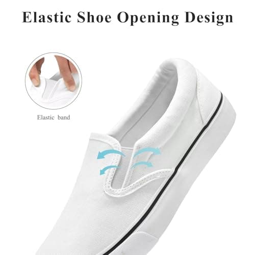 Women's Slip on Canvas Shoes Classic Casual Sneaker, Fashion Sneakers for Walking No Lace Travel White - Thumbnail 4