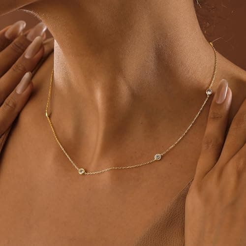 BAYLAY Gold Necklace for Women - 18K Gold Plated Zicon Gold Chain Dainty Gold Necklace for Women Gold Jewelry Gifts Size 18 inch - Thumbnail 5
