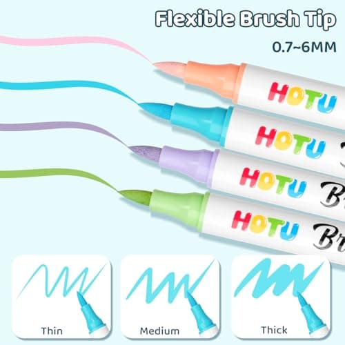 HOTU 72 Colors Acrylic Paint Markers for Coloring BooksFabric Stone Wood Sketchbook Eggs - 36 Set Dual Brush Tip Paint Pens - Art and Crafts Supplies Kit - Great Gifts Idea (36pcs,72 colors) - Thumbnail 5