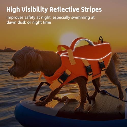 Dogcheer Dog Life Jacket with Double Rescue Handle, Reflective Dog Life Vest for Swimming Boating, Adjustable Pet Swim Vest Dog Flotation Device DFD for Small Medium Large Dogs - Orange L - Thumbnail 6