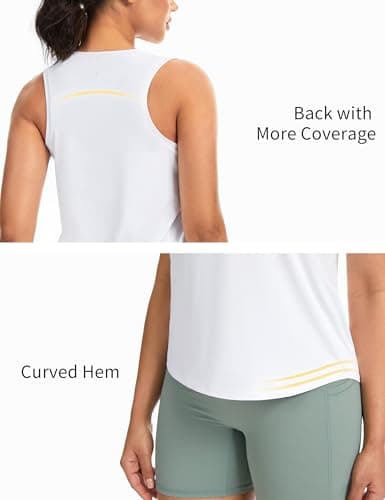 THE GYM PEOPLE Women's Racerback Workout Tank Tops Soft Breathable Yoga Running Sleeveless Athletic Shirts White - Thumbnail 3