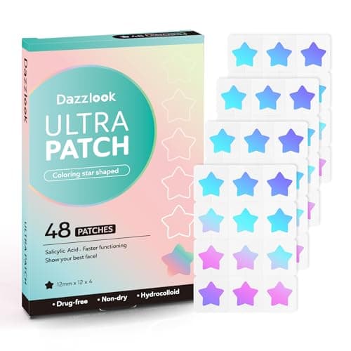 Dazzlook Cute Blue Star Pimple Patch with Salicylic Acid, Hydrocolloid Pimple Stickers Iridescent Colors 48 Pcs, Fashion Zits Blemishes Breakouts Patches - Image 1