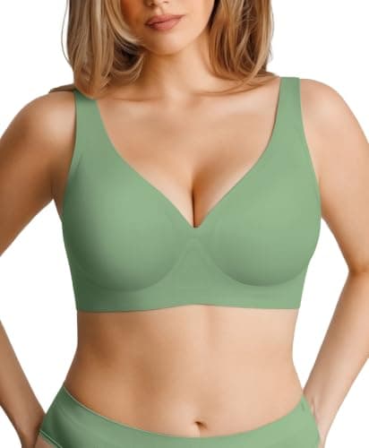 Wireless Push Up Bra Seamless Bras for Women No Underwire Jelly Green - Image 1