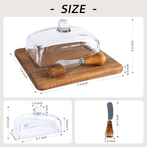 E-ROOM TREND Acacia Wood Butter Dish with Lid for Countertop - Thumbnail 3