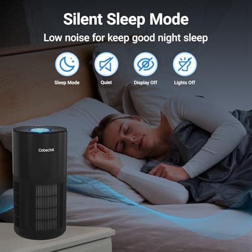 Air Purifiers for Home Large Rooms, Cobectal Air Cleaner with 3-in-1 Filter Covers up to 1650ft², Air Quality Sensor, Aroma Function & Sleep Mode, Pet Air Purifier, Black - Thumbnail 6