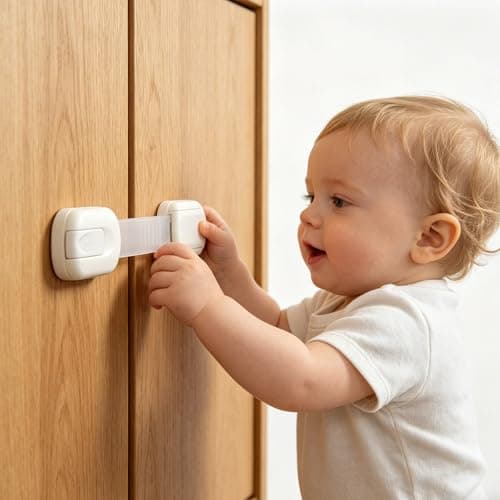 Vkania 12-Pack Child Safety Cabinet Locks, No Drill Adjustable Strong Adhesive Straps, Toddler Baby Proofing for Cabinets Drawers Fridge Toilet Oven Cupboard - Thumbnail 6